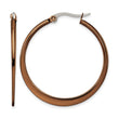 Stainless Steel Brown IP plated 34mm Hoop Earrings - Birthstone Company
