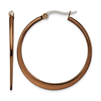 Stainless Steel Brown IP plated 34mm Hoop Earrings - Birthstone Company