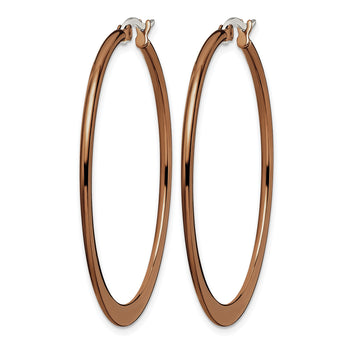 Stainless Steel Brown IP plated 43mm Hoop Earrings - Birthstone Company