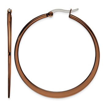 Stainless Steel Brown IP plated 43mm Hoop Earrings - Birthstone Company