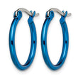 Stainless Steel Blue IP plated 19mm Hoop Earrings - Birthstone Company