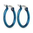 Stainless Steel Blue IP plated 19mm Hoop Earrings - Birthstone Company