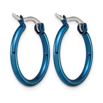 Stainless Steel Blue IP plated 19mm Hoop Earrings - Birthstone Company