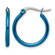 Stainless Steel Blue IP plated 19mm Hoop Earrings - Birthstone Company