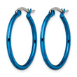 Stainless Steel Blue IP plated 26mm Hoop Earrings - Birthstone Company