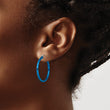 Stainless Steel Blue IP plated 26mm Hoop Earrings - Birthstone Company