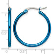 Stainless Steel Blue IP plated 26mm Hoop Earrings - Birthstone Company