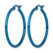 Stainless Steel Blue IP plated 32mm Hoop Earrings - Birthstone Company