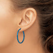 Stainless Steel Blue IP plated 32mm Hoop Earrings - Birthstone Company