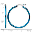 Stainless Steel Blue IP plated 32mm Hoop Earrings - Birthstone Company