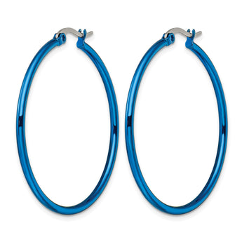Stainless Steel Blue IP plated 42mm Hoop Earrings - Birthstone Company