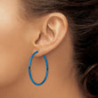 Stainless Steel Blue IP plated 42mm Hoop Earrings - Birthstone Company