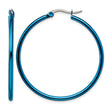 Stainless Steel Blue IP plated 42mm Hoop Earrings - Birthstone Company