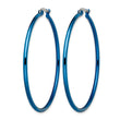 Stainless Steel Blue IP plated 49.5mm Hoop Earrings - Birthstone Company