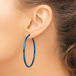 Stainless Steel Blue IP plated 49.5mm Hoop Earrings - Birthstone Company