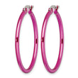 Stainless Steel Pink IP plated 32mm Hoop Earrings - Birthstone Company