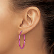 Stainless Steel Pink IP plated 32mm Hoop Earrings - Birthstone Company
