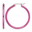 Stainless Steel Pink IP plated 32mm Hoop Earrings - Birthstone Company