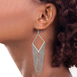 Stainless Steel Diamond Shape w/Dangle Chain Earrings - Birthstone Company