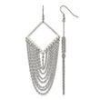 Stainless Steel Diamond Shape w/Dangle Chain Earrings - Birthstone Company
