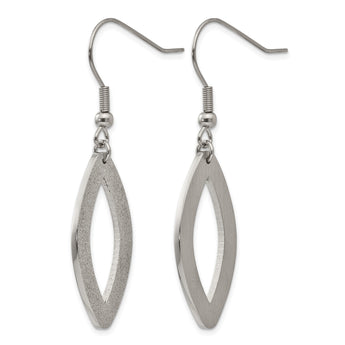 Stainless Steel Laser Cut Oval Dangle Earrings - Birthstone Company