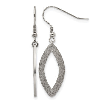 Stainless Steel Laser Cut Oval Dangle Earrings - Birthstone Company
