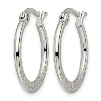 Stainless Steel 20mm Textured Hoop Earrings - Birthstone Company