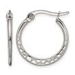 Stainless Steel 20mm Textured Hoop Earrings - Birthstone Company