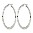 Stainless Steel 40mm Textured Hoop Earrings - Birthstone Company