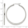 Stainless Steel 40mm Textured Hoop Earrings - Birthstone Company