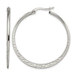 Stainless Steel 40mm Textured Hoop Earrings - Birthstone Company