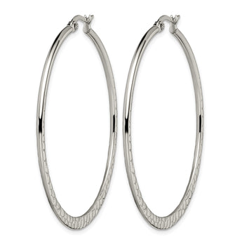 Stainless Steel 50mm Textured Hoop Earrings - Birthstone Company