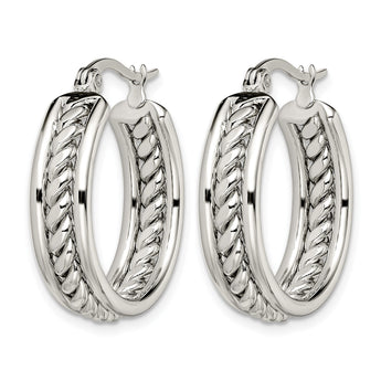 Stainless Steel 25mm Twisted Middle Hoop Earrings - Birthstone Company