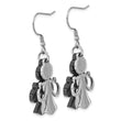 Stainless Steel Black-plated w/CZ Angel Dangle Earrings - Birthstone Company