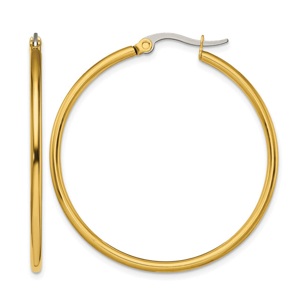 Stainless Steel Gold IP plated 40mm Hoop Earrings - Birthstone Company