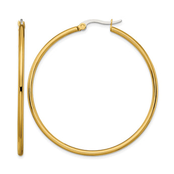 Stainless Steel Gold IP plated 48mm Hoop Earrings - Birthstone Company