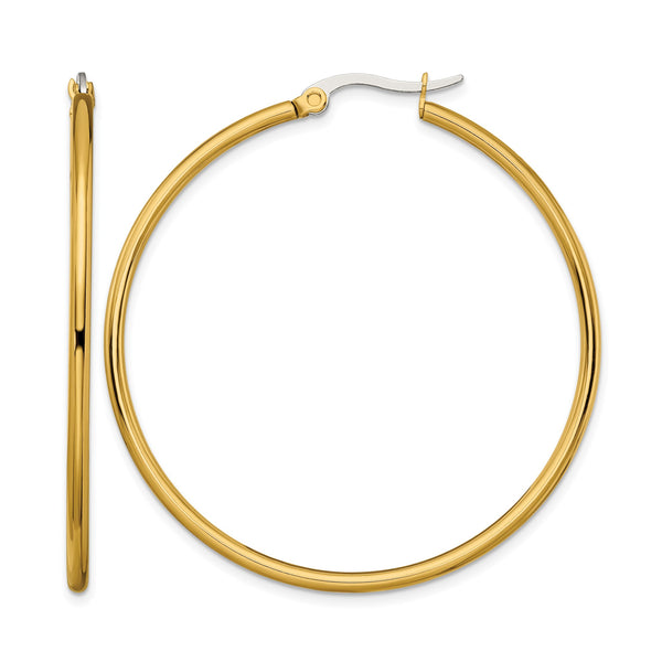 Stainless Steel Gold IP plated 48mm Hoop Earrings - Birthstone Company