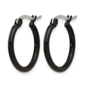 Stainless Steel Black IP plated 19mm Hoop Earrings - Birthstone Company