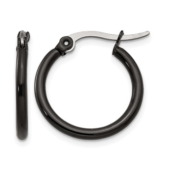 Stainless Steel Black IP plated 19mm Hoop Earrings - Birthstone Company