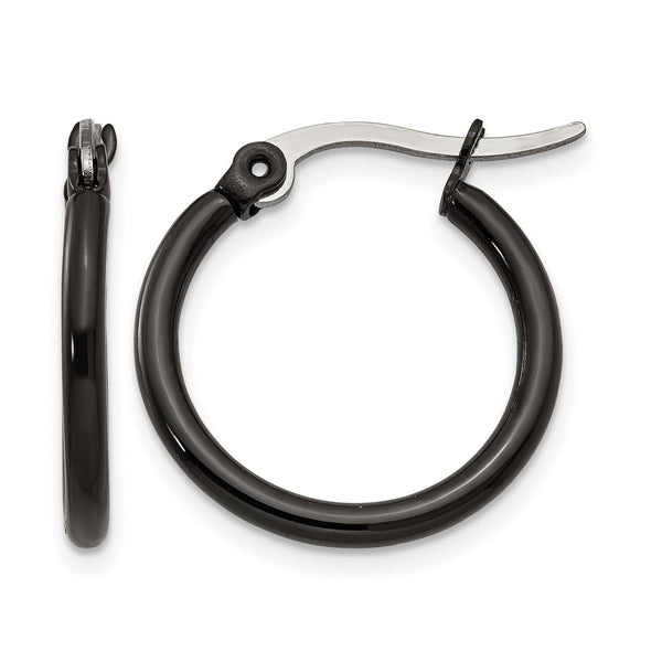 Stainless Steel Black IP plated 19mm Hoop Earrings - Birthstone Company