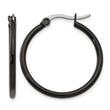 Stainless Steel Black IP plated 26mm Hoop Earrings - Birthstone Company