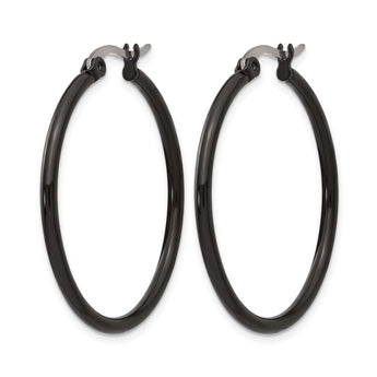 Stainless Steel Black IP plated 32mm Hoop Earrings - Birthstone Company
