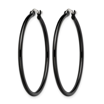 Stainless Steel Black IP plated 40mm Hoop Earrings - Birthstone Company