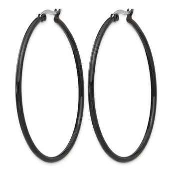 Stainless Steel Black IP plated 48mm Hoop Earrings - Birthstone Company