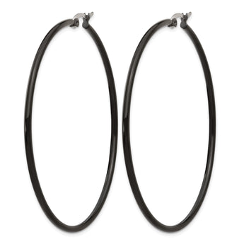 Stainless Steel Black IP plated 60mm Hoop Earrings - Birthstone Company