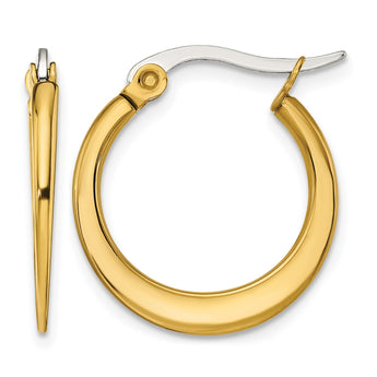 Stainless Steel Gold IP plated Tapered 19mm Hoop Earrings - Birthstone Company