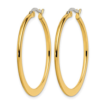 Stainless Steel Gold IP plated Tapered 34mm Hoop Earrings - Birthstone Company