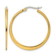 Stainless Steel Gold IP plated Tapered 34mm Hoop Earrings - Birthstone Company