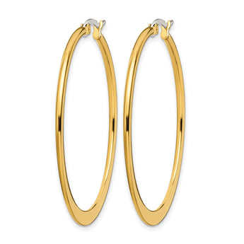 Stainless Steel Gold IP plated Tapered 43mm Hoop Earrings - Birthstone Company