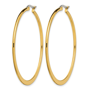 Stainless Steel Gold IP plated Tapered 50mm Hoop Earrings - Birthstone Company